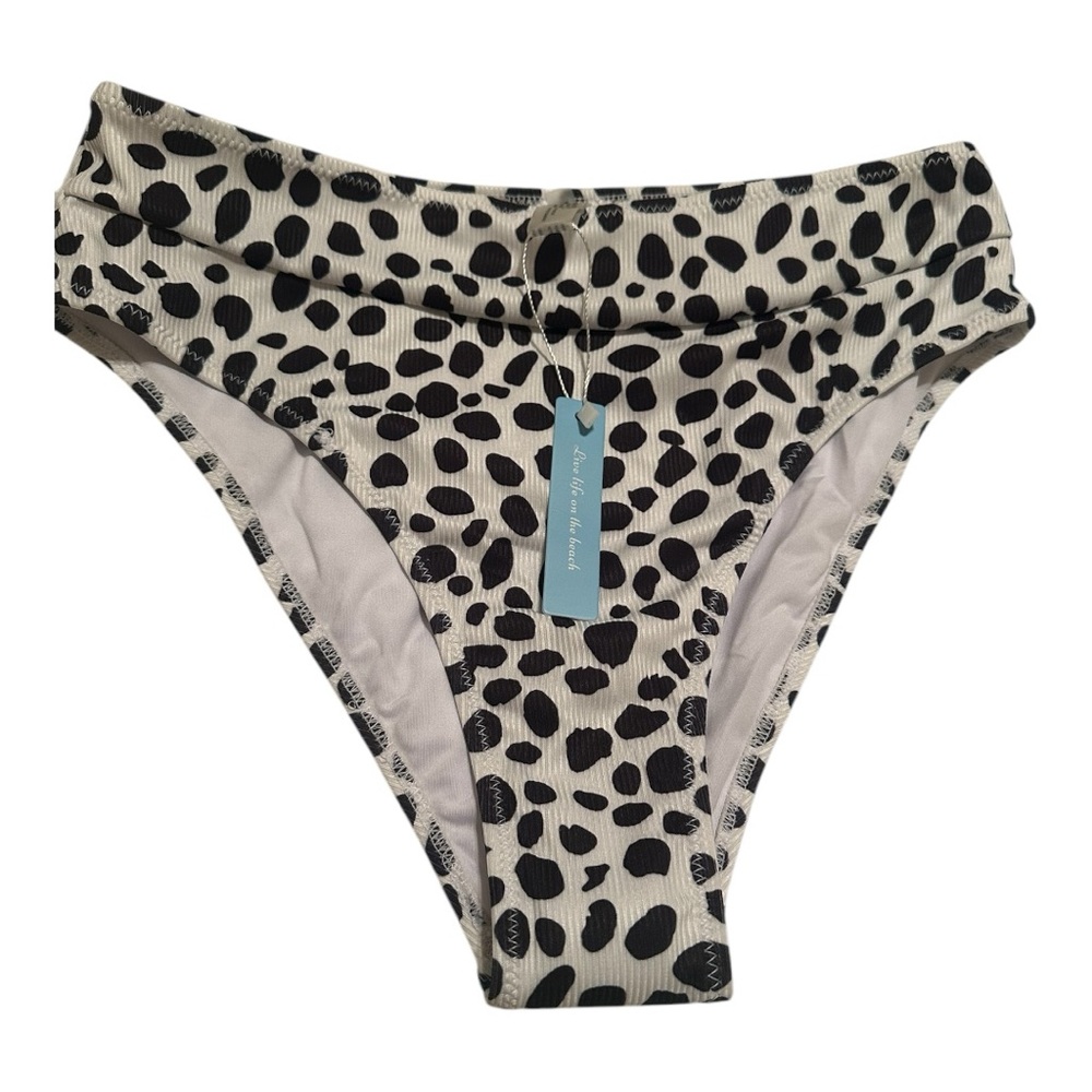Cupshe Live Life on The Beach Black and White Polka Dot Bikini Bottom